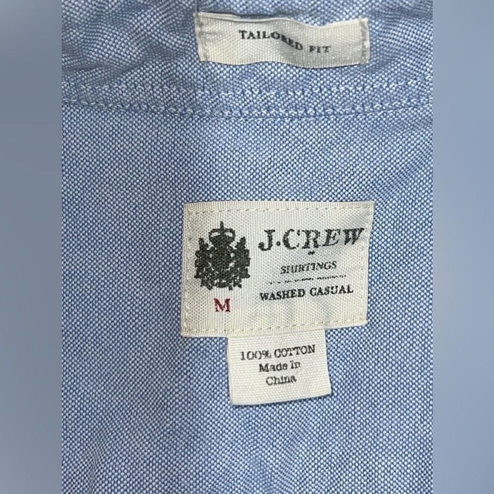 J. Crew Blue Washed Casual 100% Cotton Men’s Casual Button Down Shirt - Size M - Picture 6 of 7